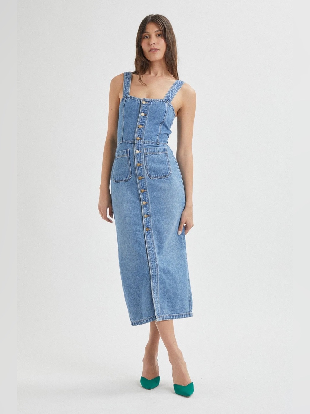 Rolla's Sailor Dress Azure Denim Midi Size Medium slim fitting perfect